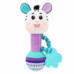 Chocalho de peluche zebra com mordedor, texturas suaves e guizo para bebé