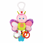 Peluche em forma de borboleta para bebé com espelho, chocalho e mordedor - LunaBebé