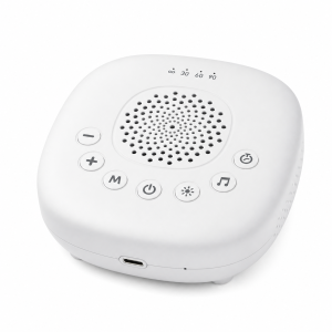 Máquina de ruído branco para bebé em ABS com 24 sons, luz noturna, USB e temporizador, deteção de choro