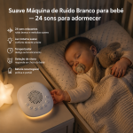 Máquina de ruído branco para bebé a acalmar o sono com luz suave 24 sons relaxantes