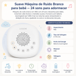 Máquina de ruído branco para bebé com 24 sons, USB, luz noturna e temporizador